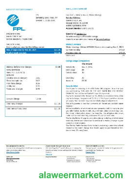 USA Florida FPL electricity business utility bill Word and PDF formats, version 2